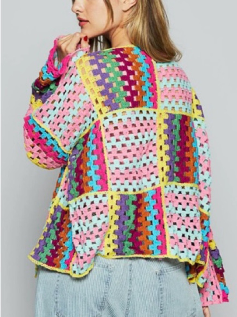 POL JULIA CROCHET CARDIGAN ♥️♥️♥️ Cardigan - Multi EUC OS - Picture 3 of 3